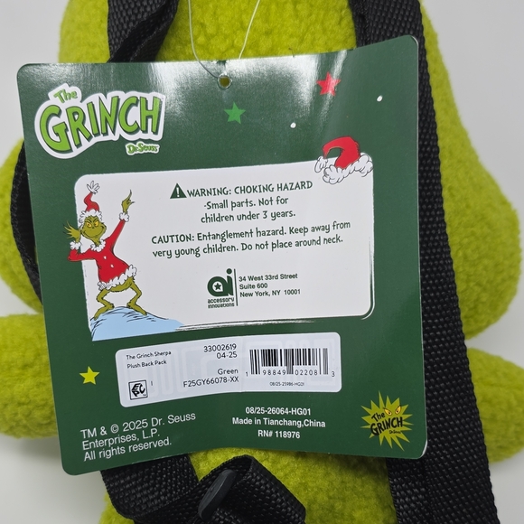 Dr. Seuss Green Grinch Kids Backpack - Picture 6 of 9